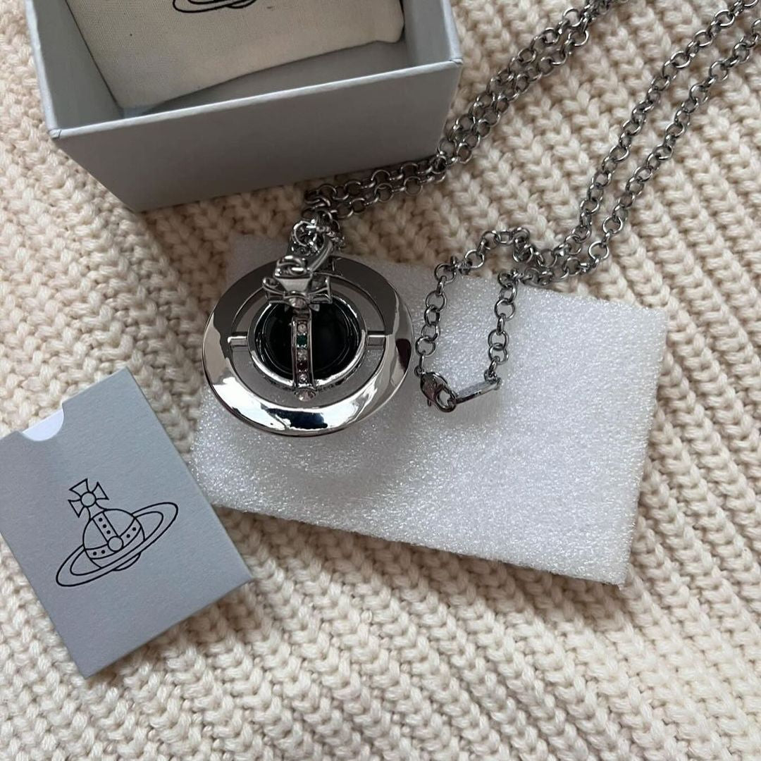 Vivienne Westwood orb silver smoke necklace