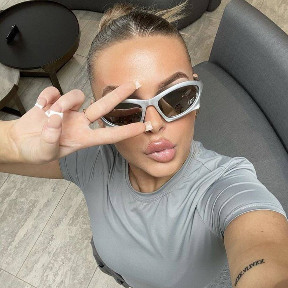 Silver BAT RECTANGLE SUNGLASSES