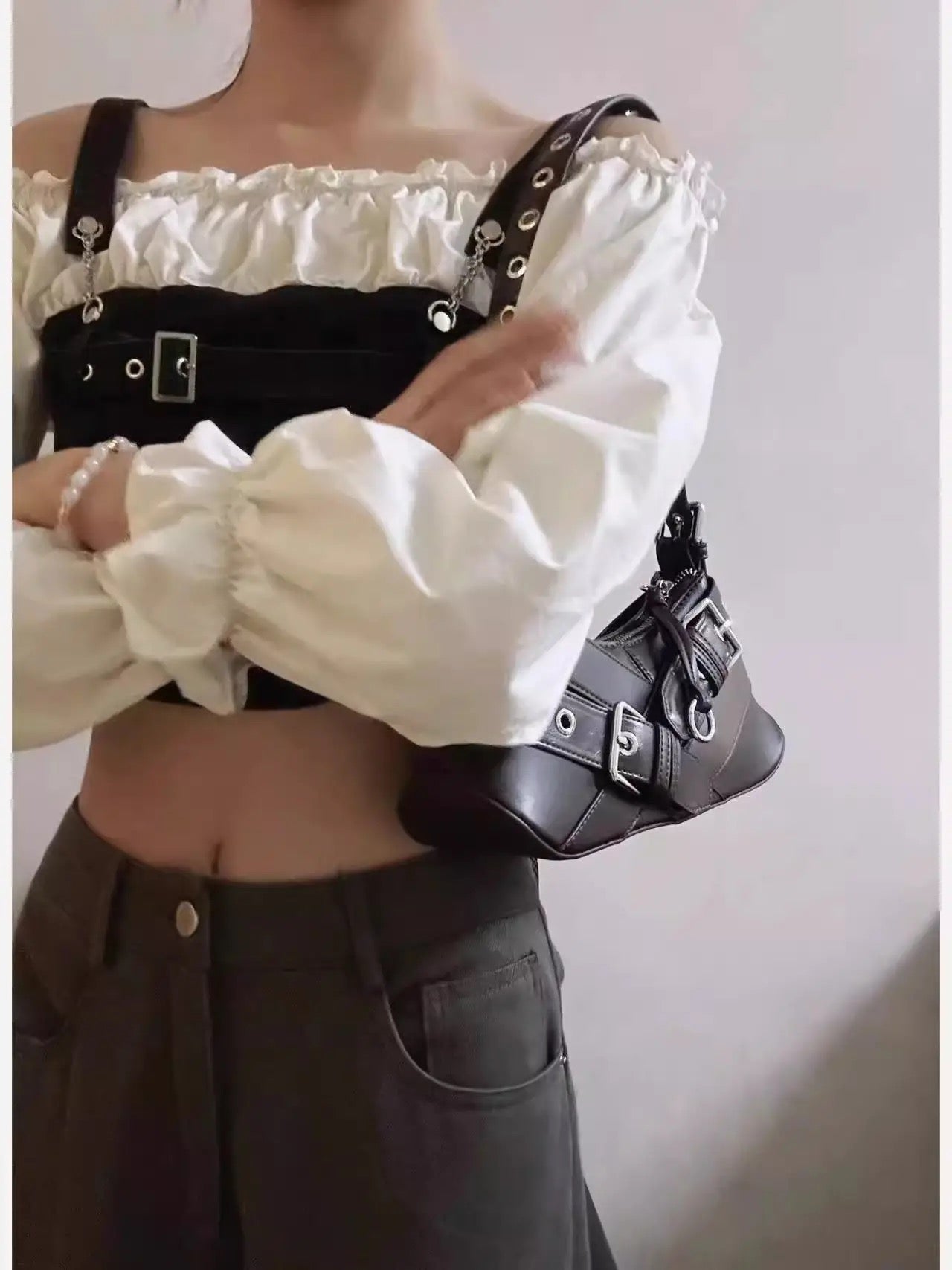 Zara SHOULDER BAG WITH BELT DETAILS