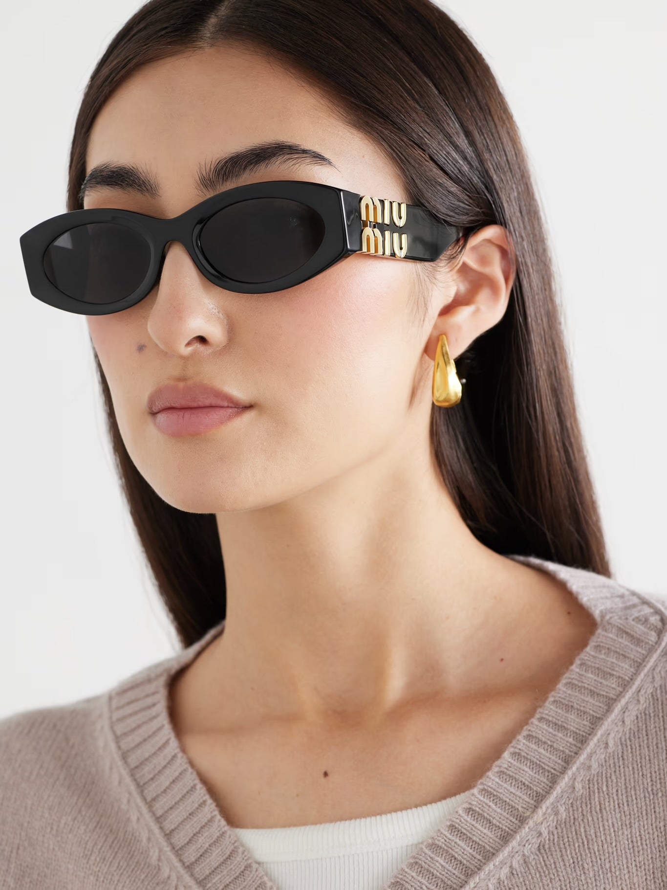 MIU MIU Glimpse oval-frame acetate sunglasses