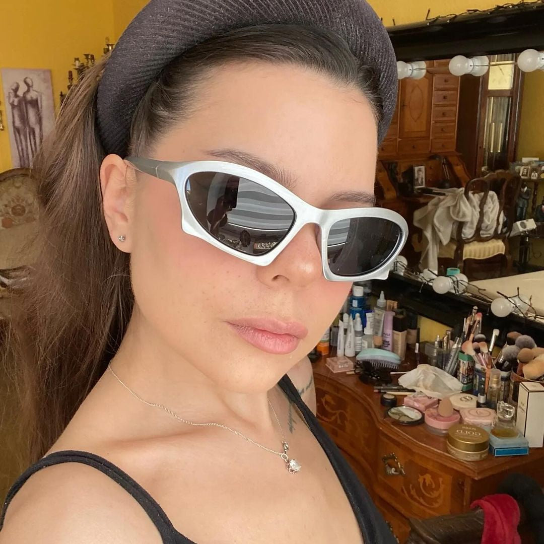 Silver BAT RECTANGLE SUNGLASSES