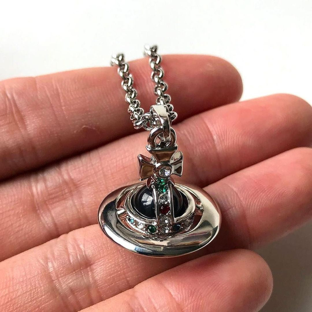 Vivienne Westwood orb silver smoke necklace