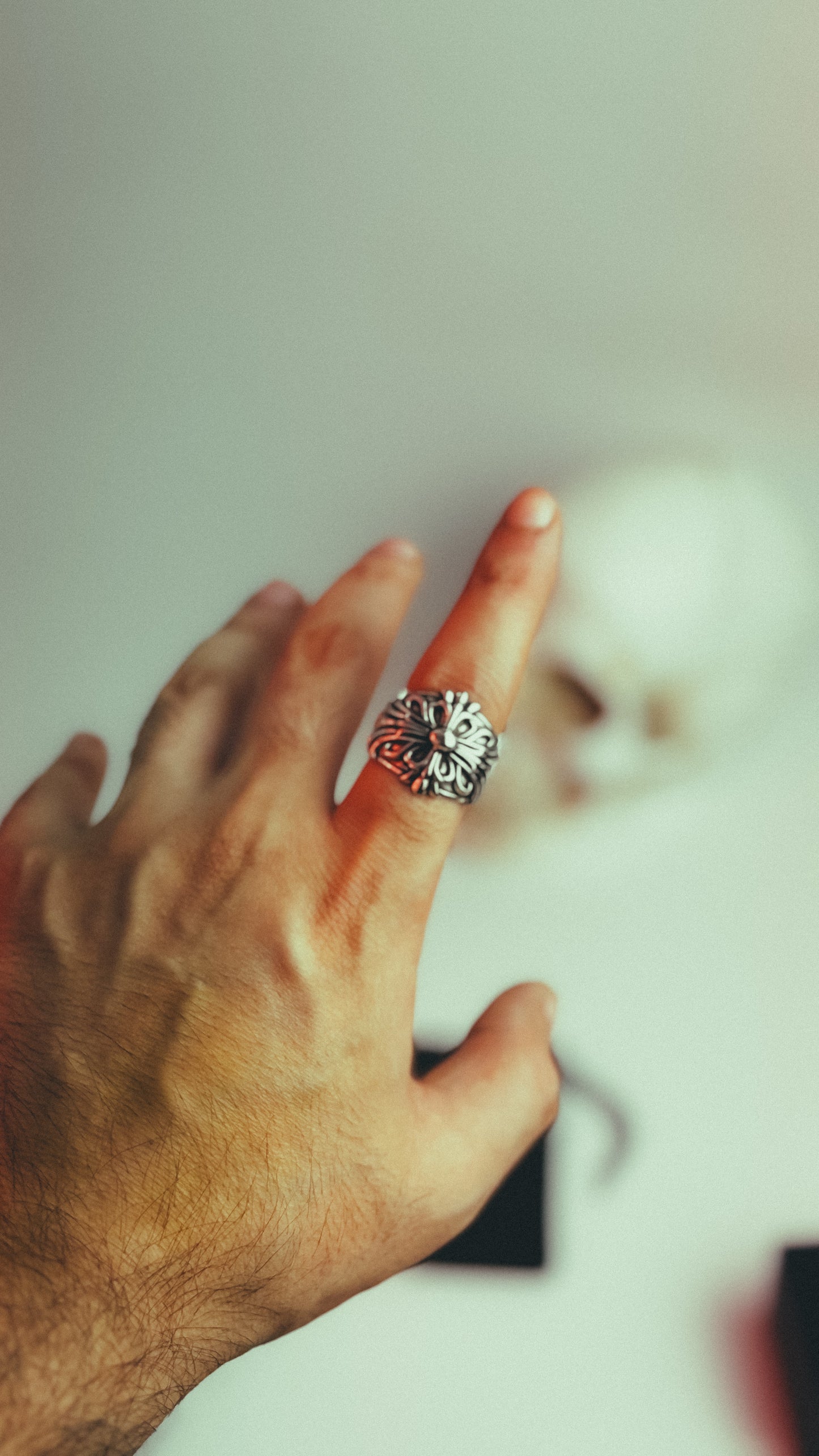 CHROME HEARTS DOUBLE FLORAL RING