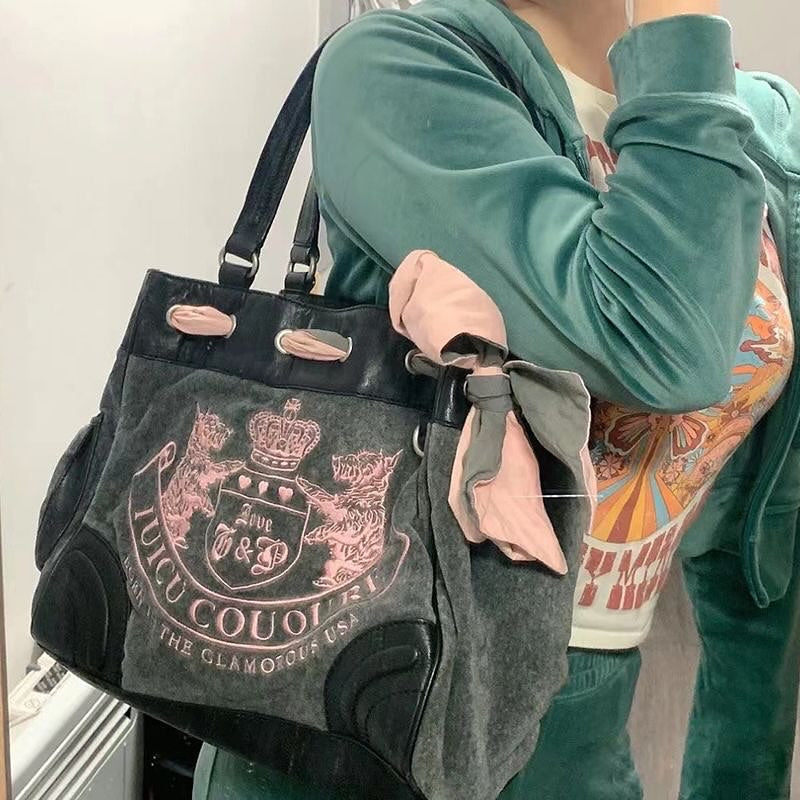 Velvet Embroidery Tote Bag
