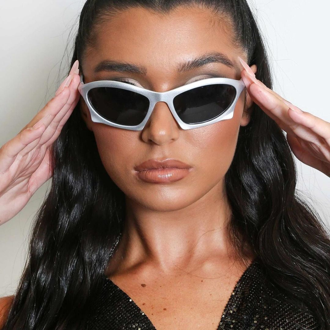 Silver BAT RECTANGLE SUNGLASSES