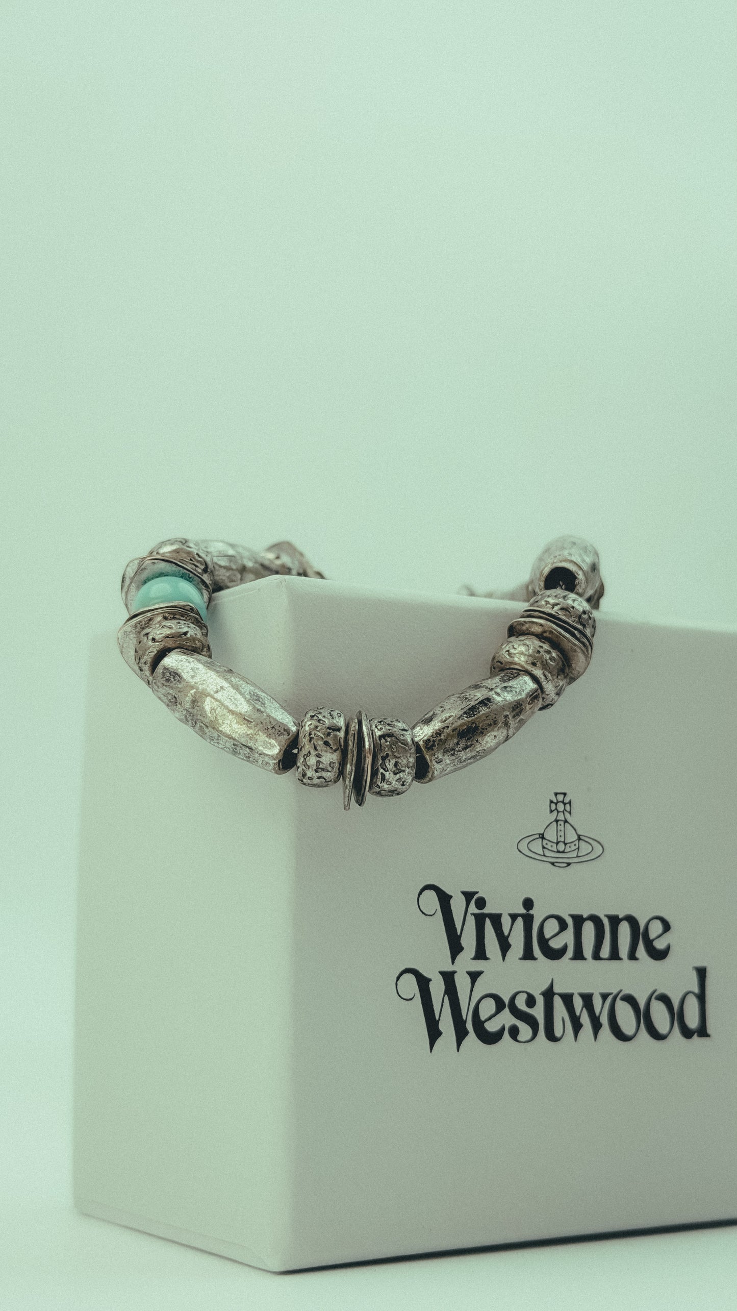 Silver Turquoise Beaded Charm Bracelet with Toggle Clasp
