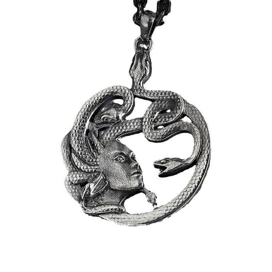 Ancient Greek Medusa Chain Necklace Vintage Style Snake Pendant Amulet