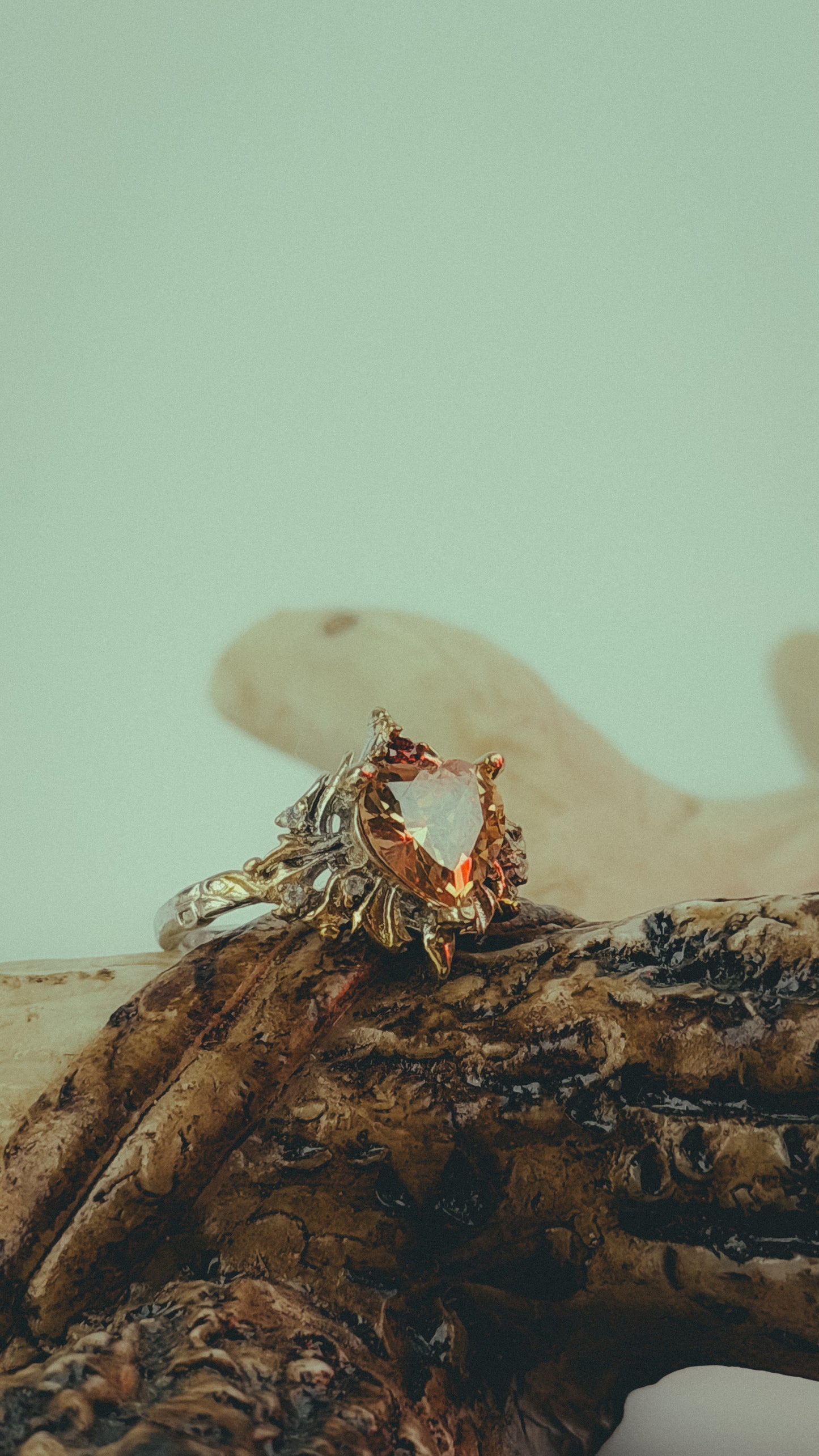Vintage heart shaped yellow citrine engagement ring