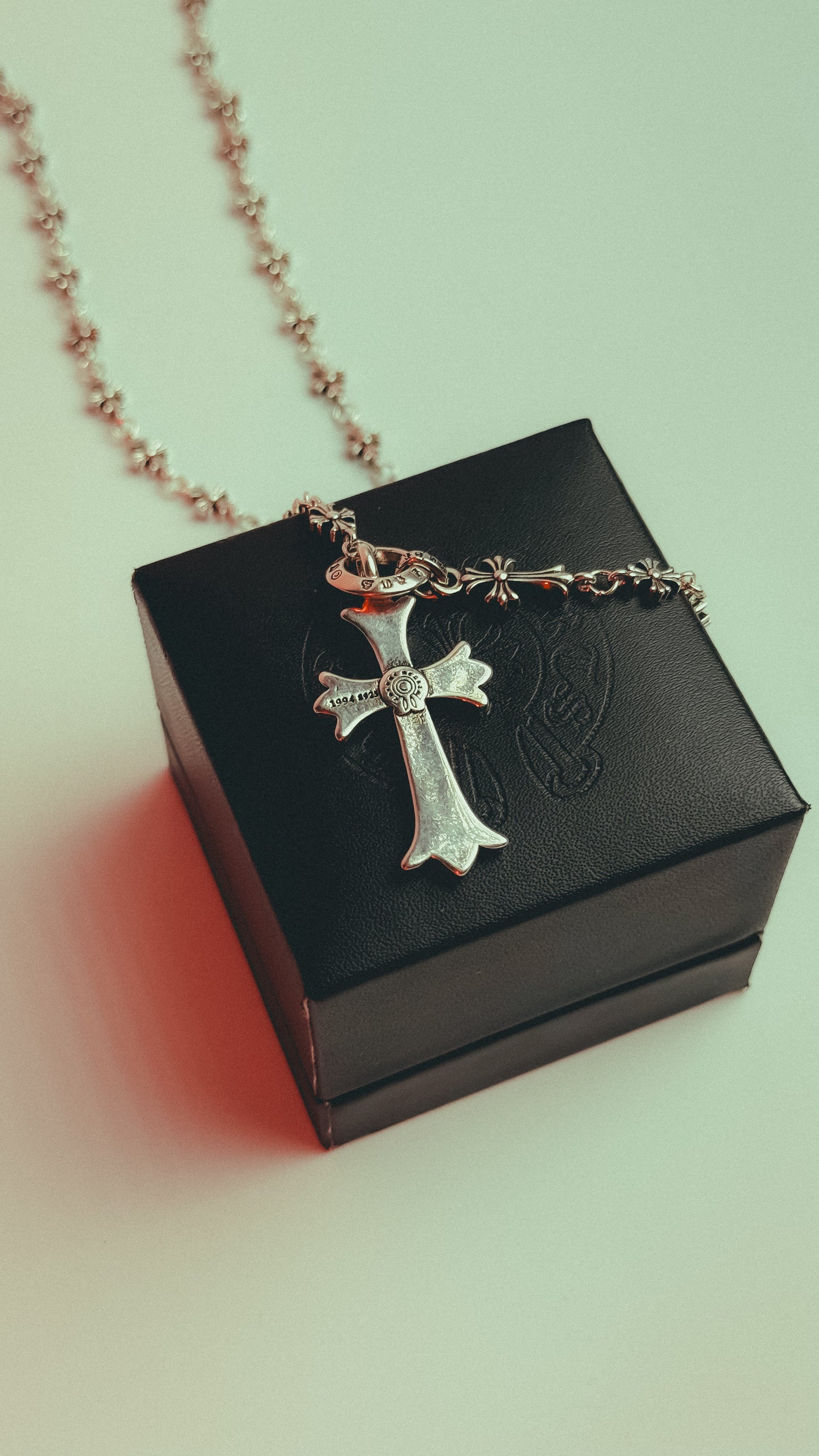 Chrome Hearts Tiny Fat Cross E CH Plus Rosary Choke Chain Necklace