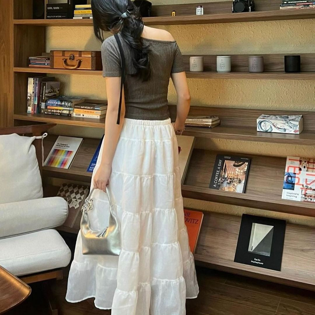 White long goth skirt for women