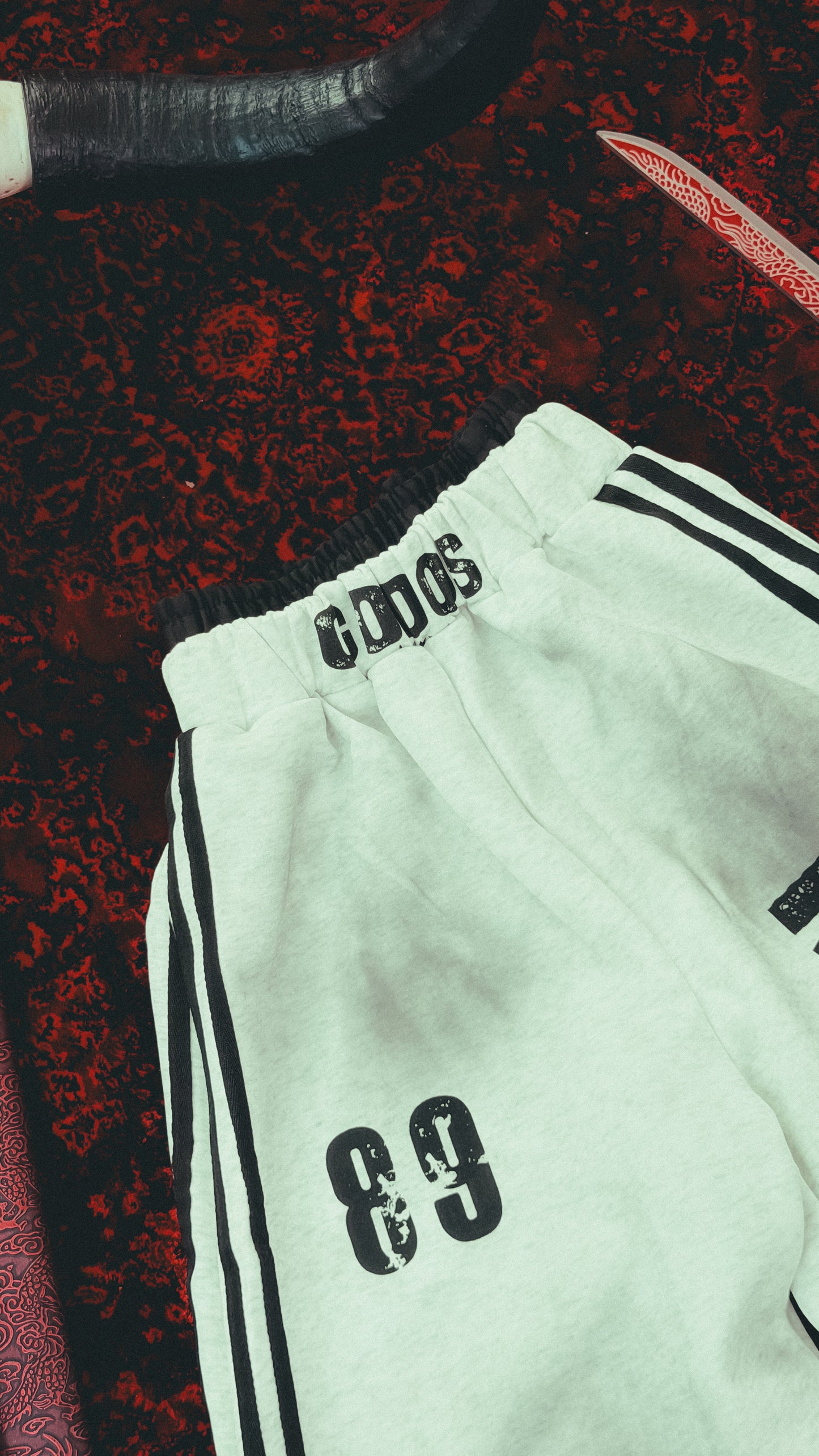 NOMANIAI Dirty Dyed Mottled Print Loose Striped Sweatpants