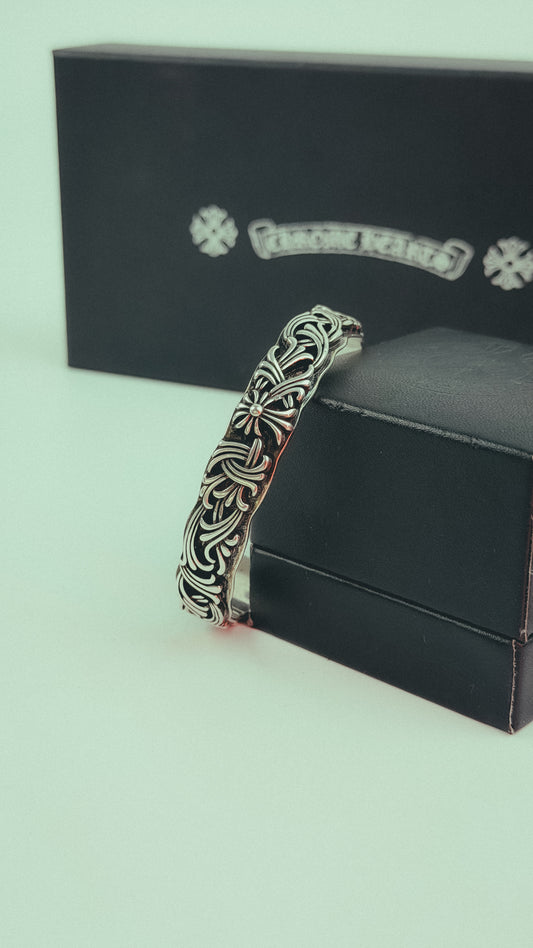 Chrome Hearts Floral Cross Cuff Bangle Bracelet