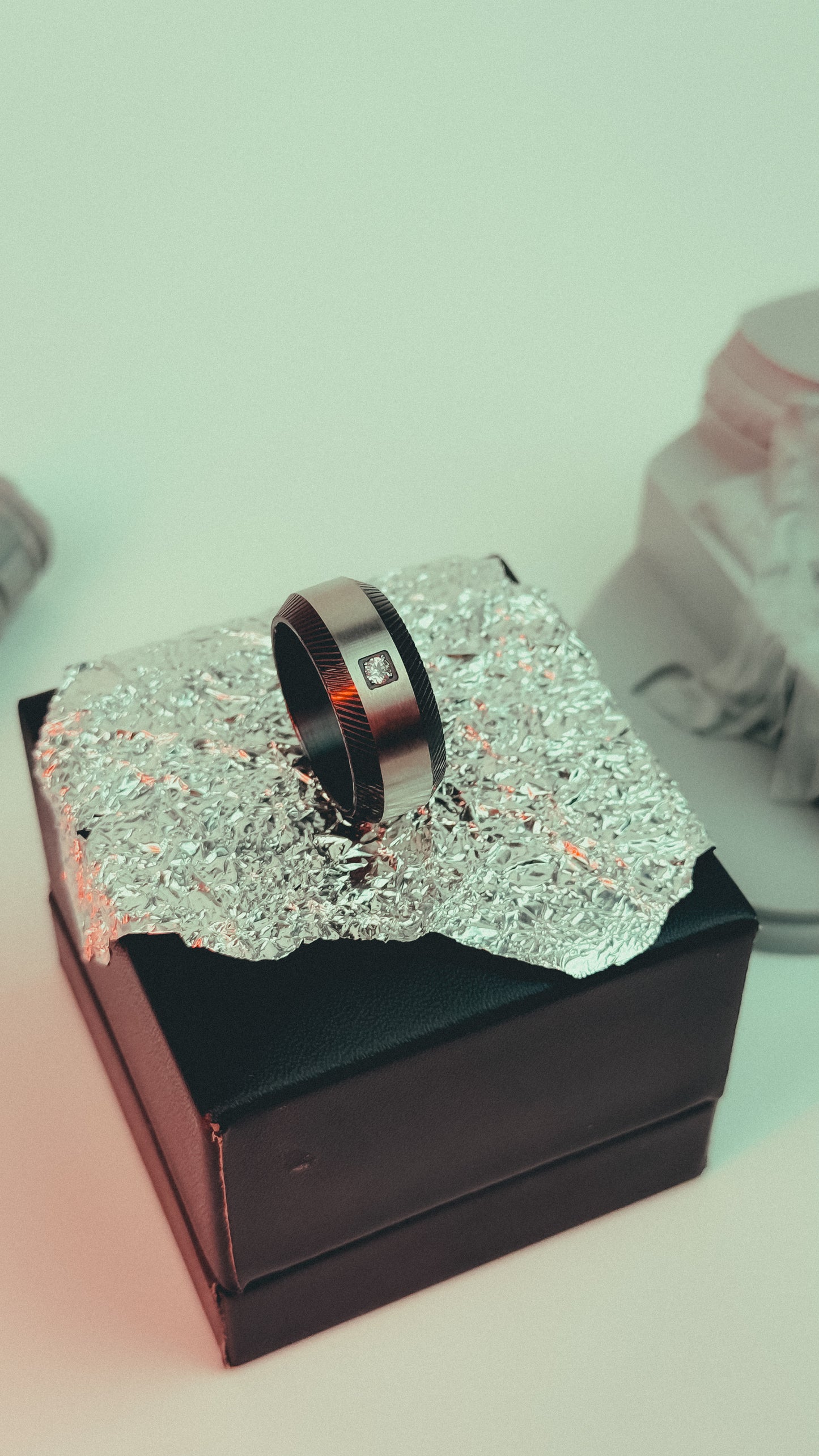 Mens Two Tone Wedding Band Ring Titanium