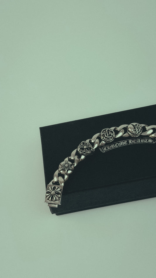 Chrome Hearts Multi element cross ball Cuban id link bracelet