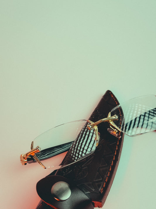 sharp-edged glasses
