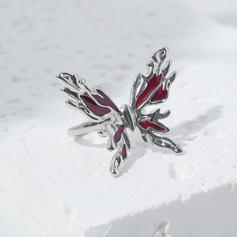 Red Crystal butterfly Aesthetic Rings