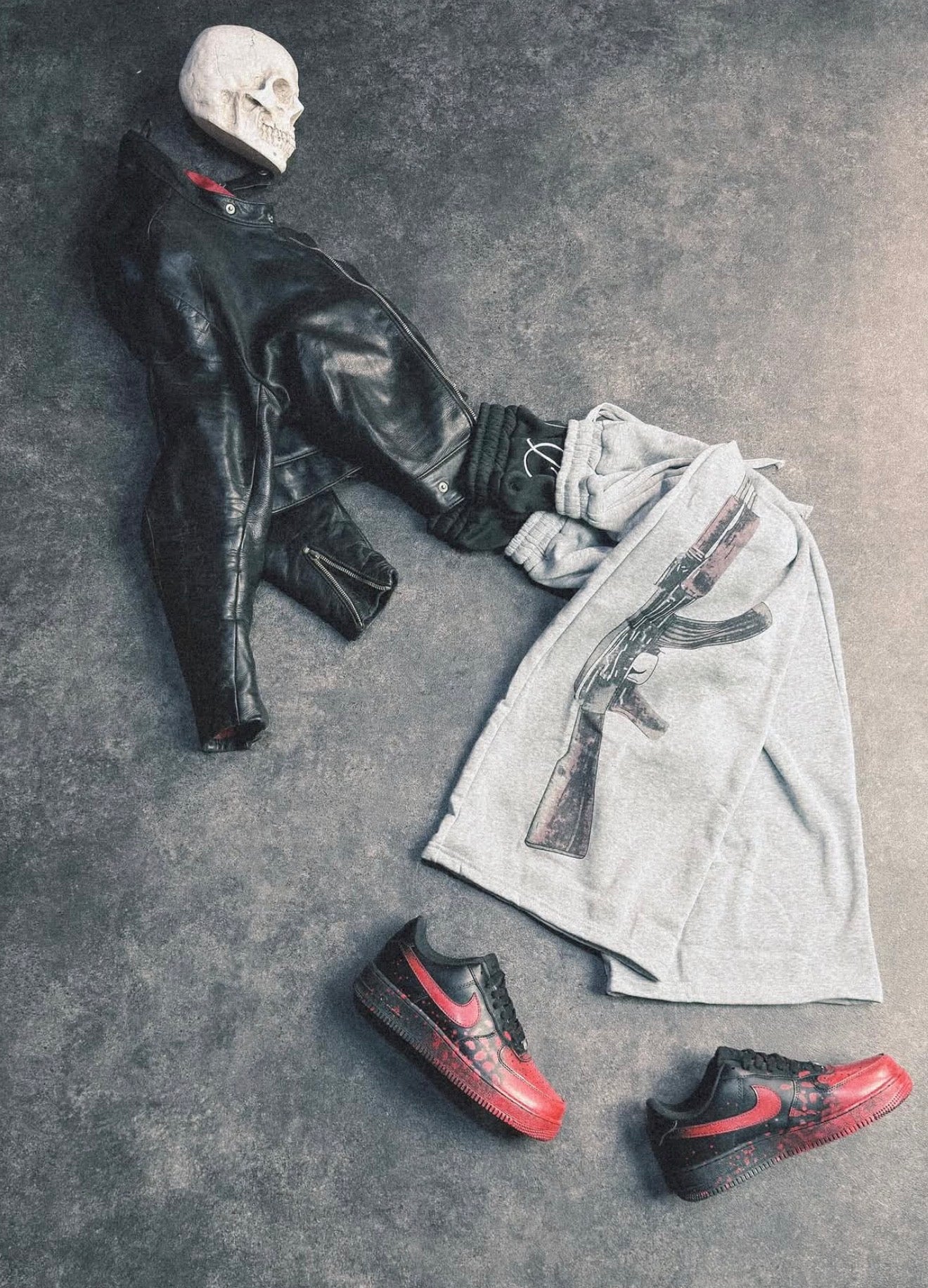 High-Waisted Graphic Sweatpants AK-47 Print