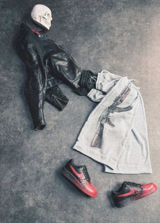 High-Waisted Graphic Sweatpants AK-47 Print