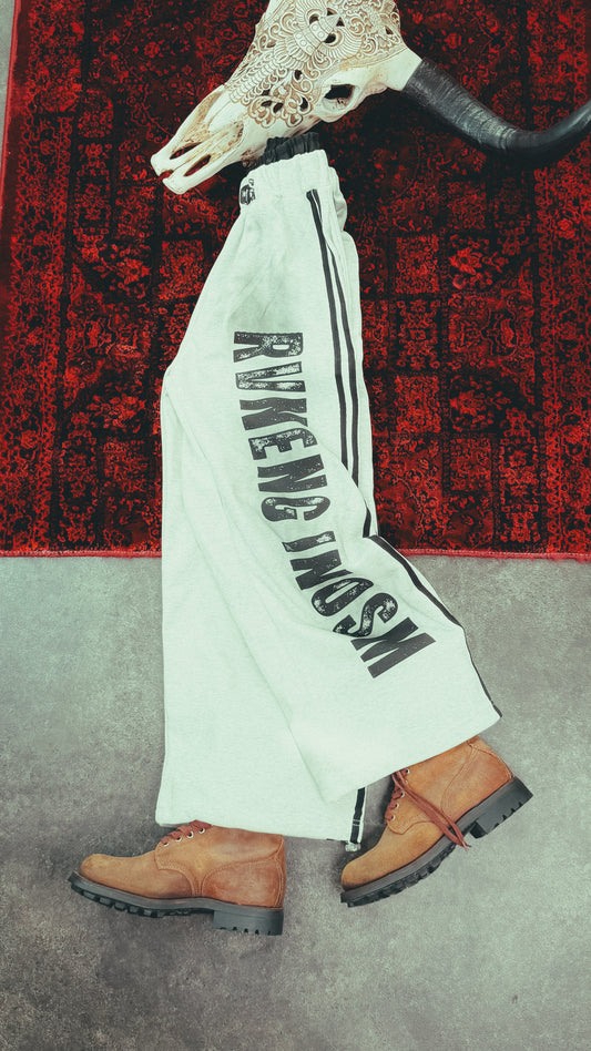 NOMANIAI Dirty Dyed Mottled Print Loose Striped Sweatpants