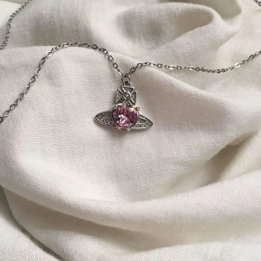 vivienne westwood pink heart necklace