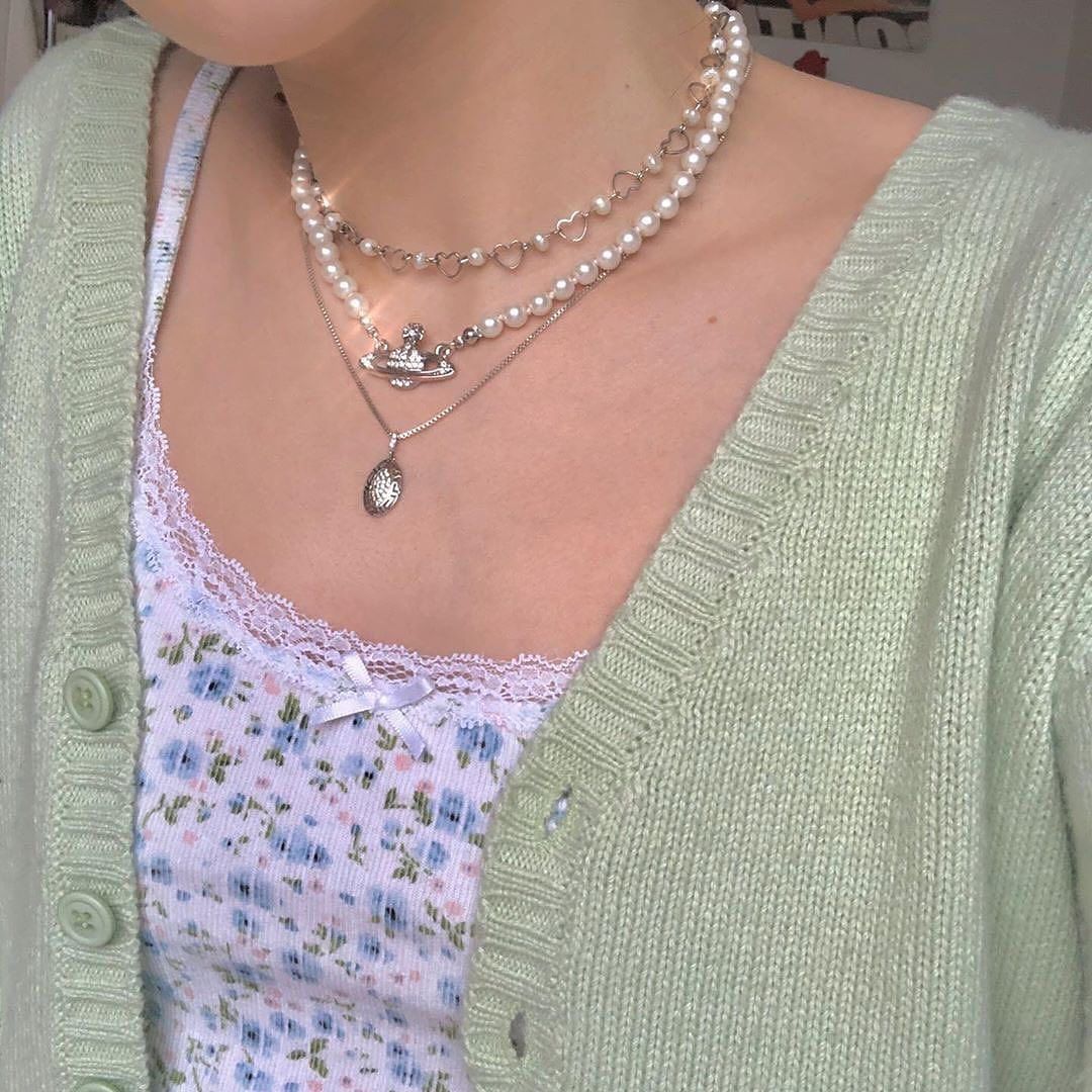 Silver Vivienne Westwood Pearl Necklace