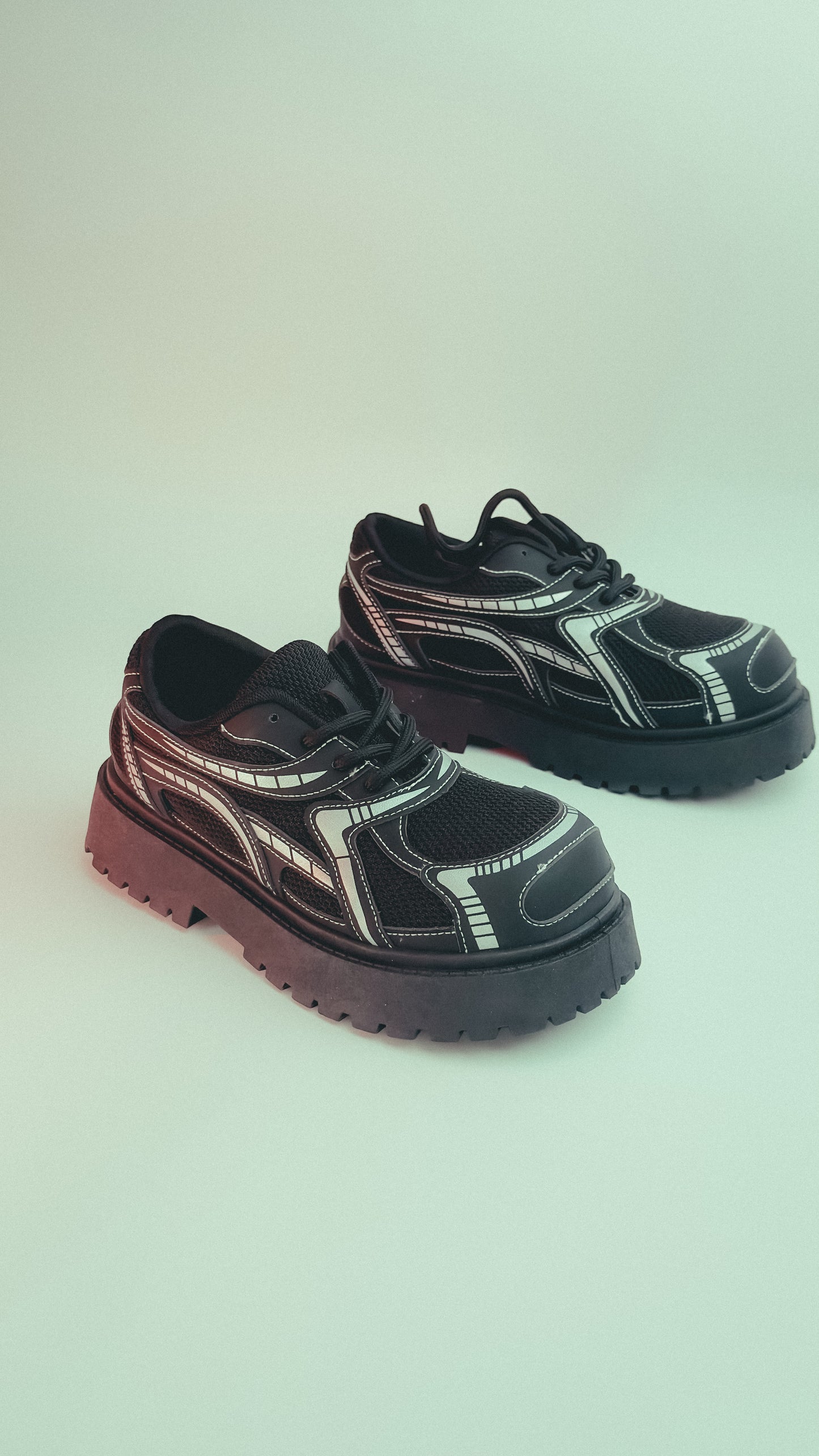 Deconstructed Chunky Mesh Platform Sneakers