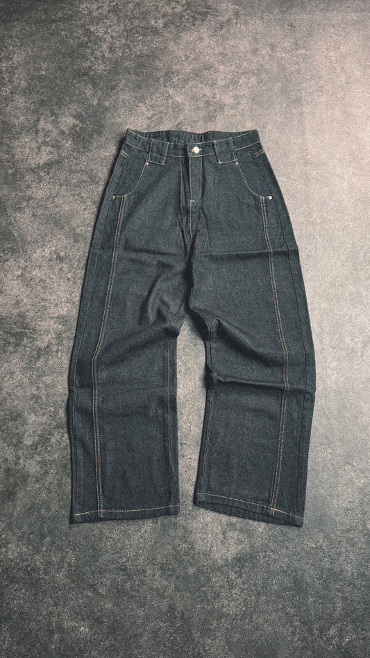 Black Embroidered Baggy Pants