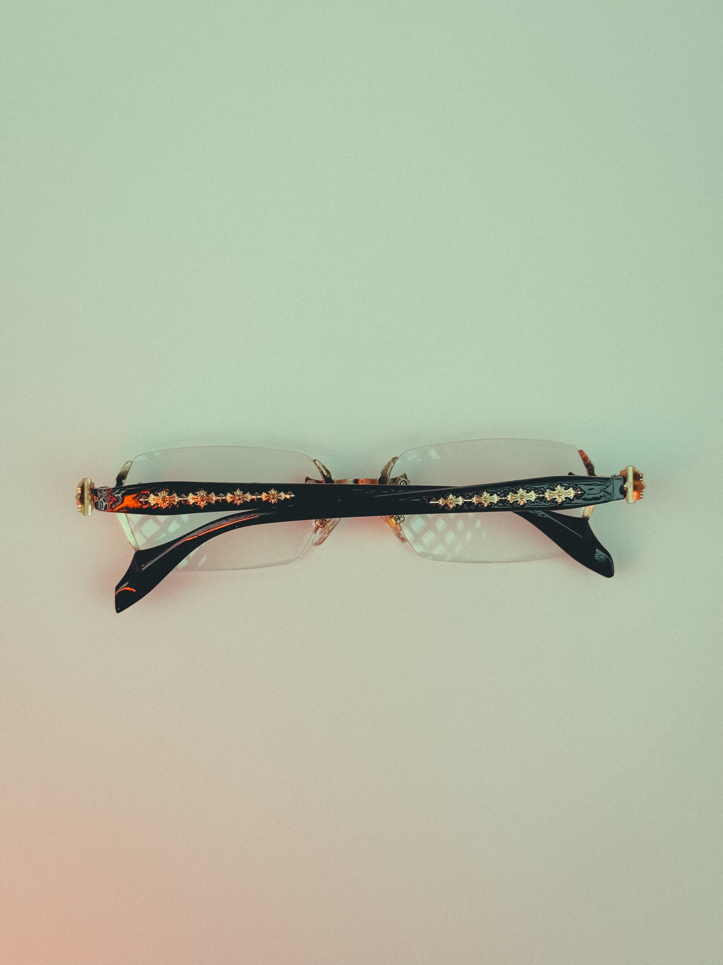 sharp-edged glasses