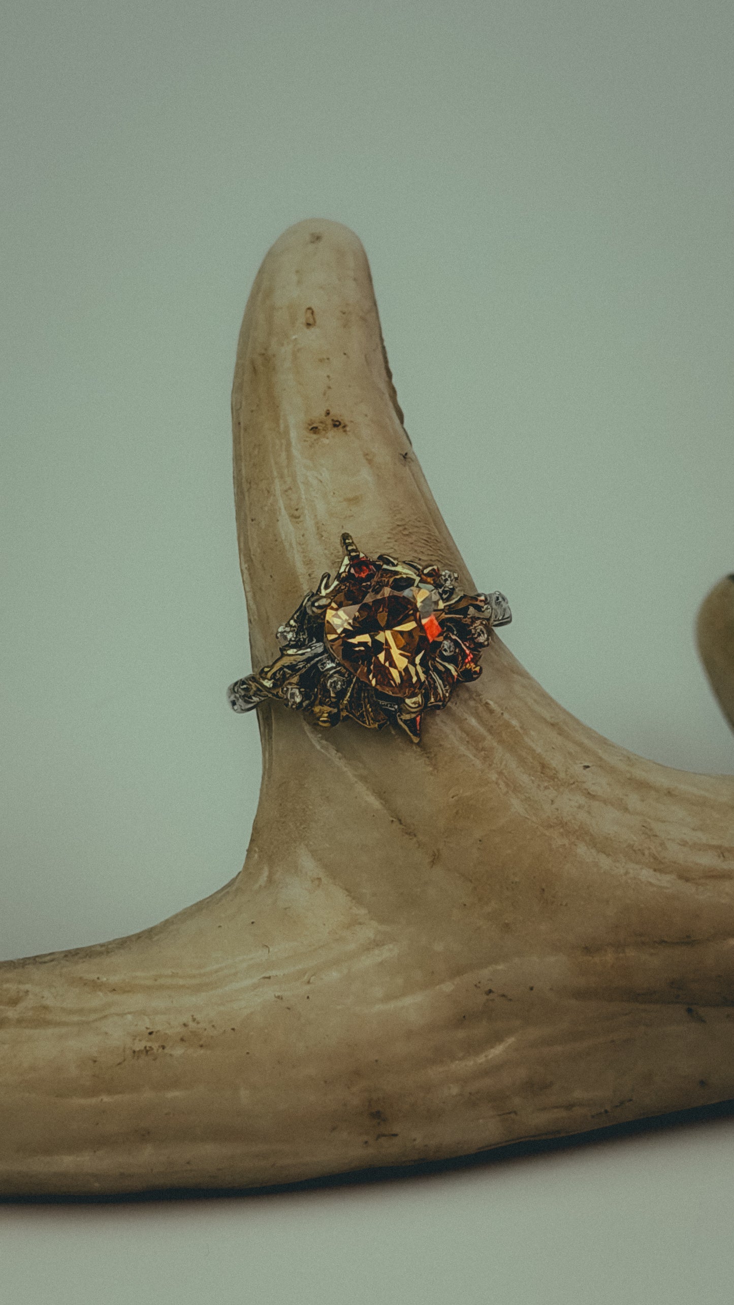 Vintage heart shaped yellow citrine engagement ring