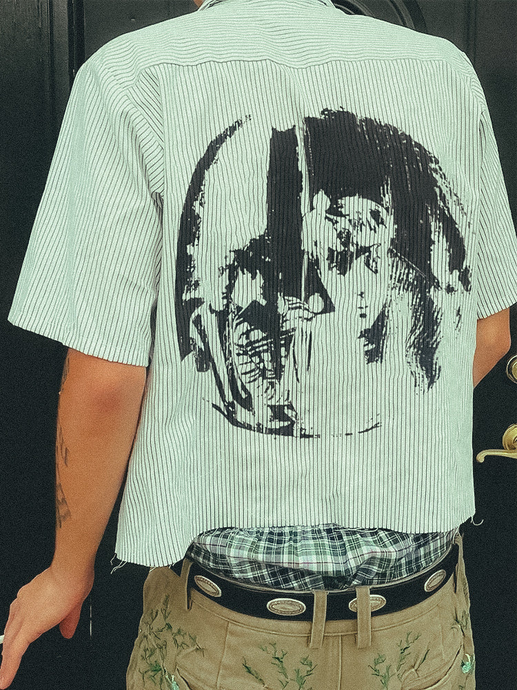 Short-Sleeve Striped Graphic Shirt