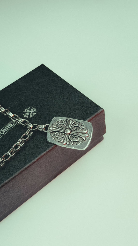 Silver Chrome Hearts Keeper Necklace
