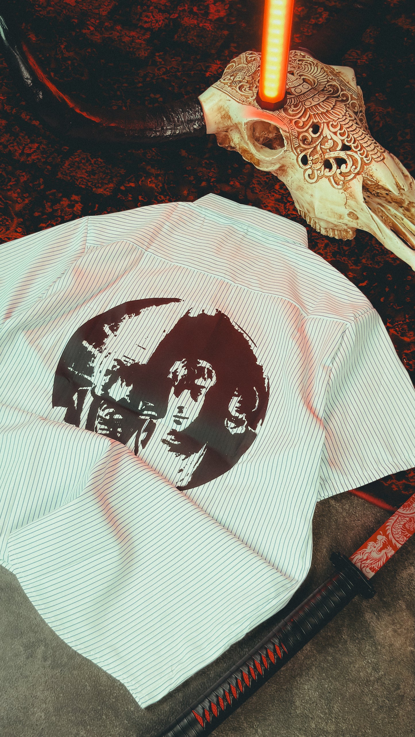 Short-Sleeve Striped Graphic Shirt