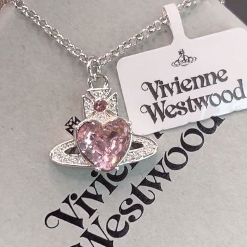 vivienne westwood pink heart necklace