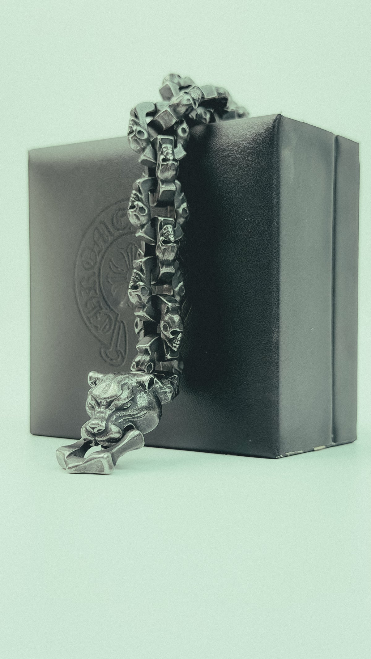 Skull Link Bracelet with Panther Head
